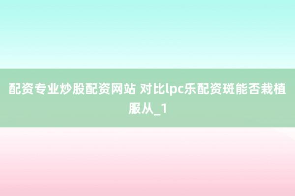 配资专业炒股配资网站 对比lpc乐配资斑能否栽植服从_1